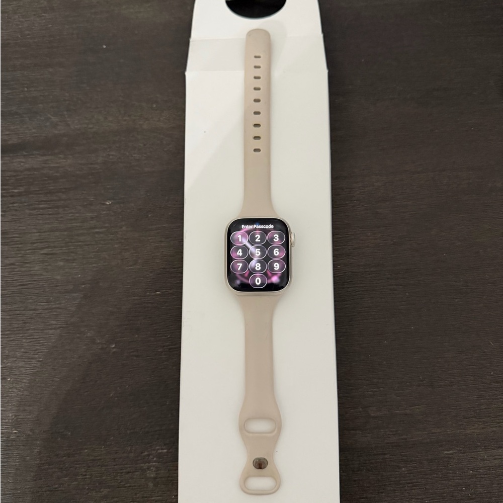 Apple Watch with Beige Silicone Band and Touchscreen